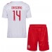 Maillot de foot Danemark Mikkel Damsgaard #14 Extérieur vêtements enfant Europe 2024 Manches Courtes (+ pantalon court)